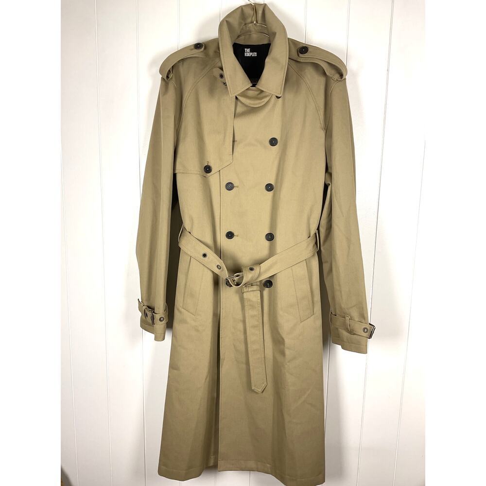 The Kooples Men's French Coat Trench Classic Collar Belted Tan Nwt Sz 52 Fr